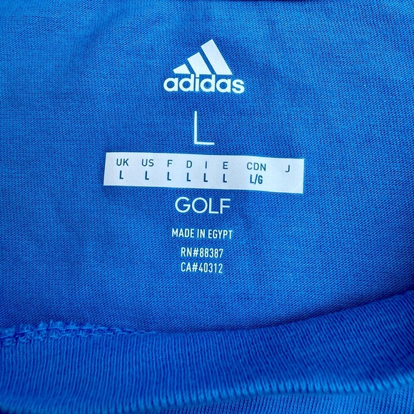 Adidas Golf Logo Tee Blue Large NWT Soft Cotton Shir - Picture 5 of 8